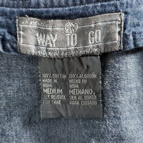 Womens Floral Embroidered Vest M Blue Lightweight Denim Cottagecore Boho Granny - Picture 5 of 6